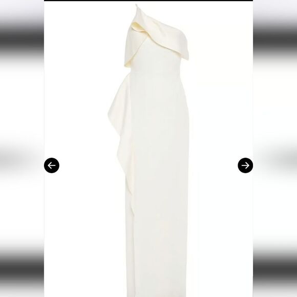 NWT Halston Heritage Leda One Shoulder Draped Satin Crepe Gown - Picture 6 of 16